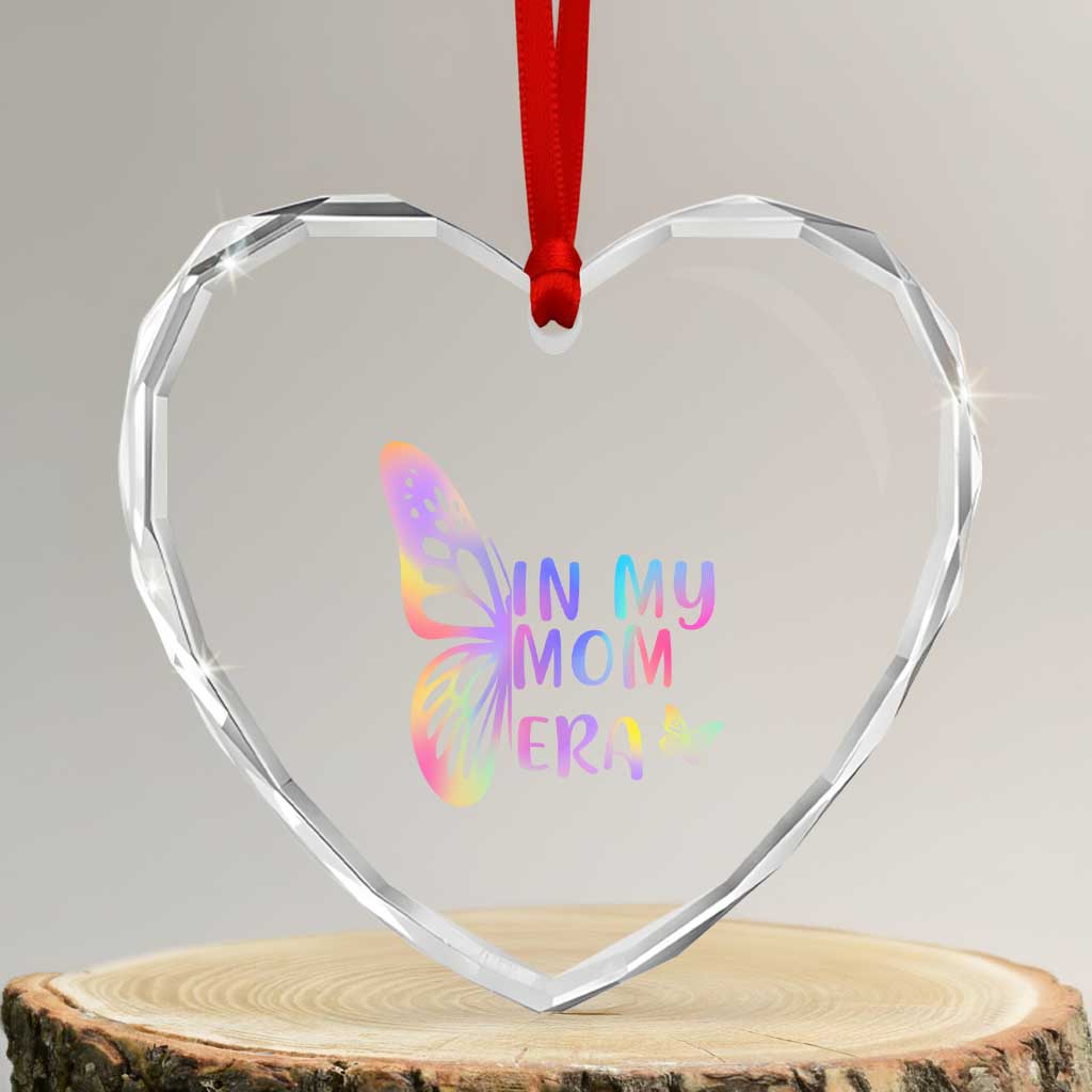 In My Mom Era Heart Crystal Glass Ornament Colorful Butterfly Mothers Day Gift