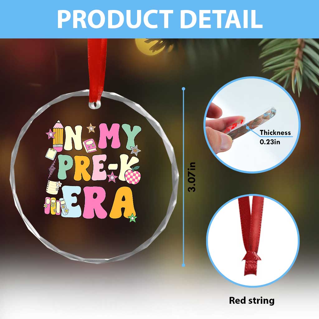In My Pre-K Era Crystal Glass Ornament Girl Back To School Cute PreSchool Teacher - Wonder Print Shop