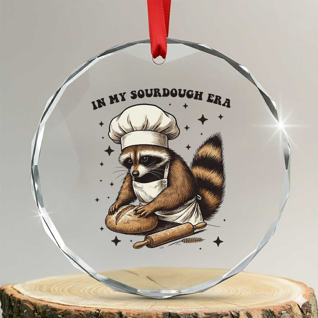 In My Sourdough Era Crystal Glass Ornament Funny Raccoon Baker - Wonder Print Shop