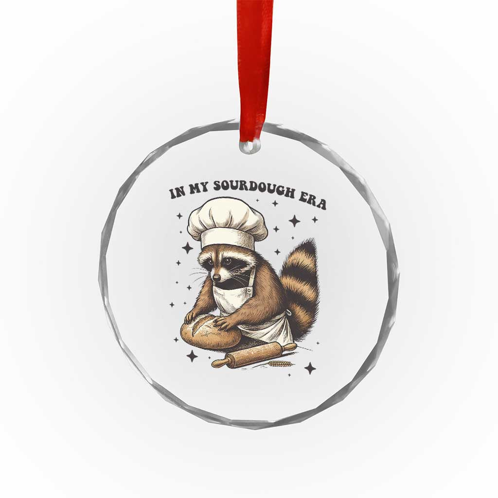 In My Sourdough Era Crystal Glass Ornament Funny Raccoon Baker - Wonder Print Shop