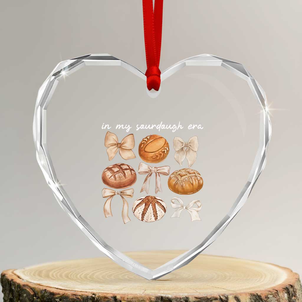 In My Sourdough Era Heart Crystal Glass Ornament Coquette Bows Baking Bread Lover - Wonder Print Shop