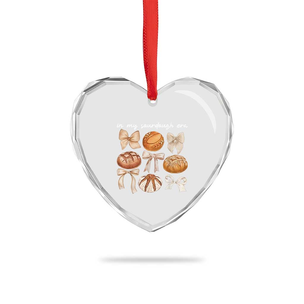 In My Sourdough Era Heart Crystal Glass Ornament Coquette Bows Baking Bread Lover - Wonder Print Shop