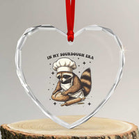 In My Sourdough Era Heart Crystal Glass Ornament Funny Raccoon Baker - Wonder Print Shop