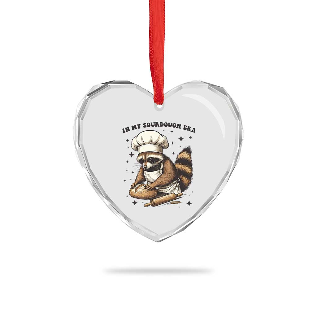 In My Sourdough Era Heart Crystal Glass Ornament Funny Raccoon Baker - Wonder Print Shop