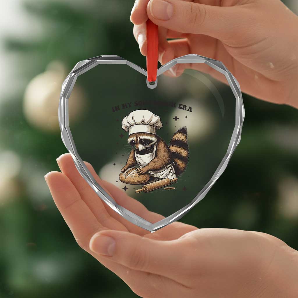 In My Sourdough Era Heart Crystal Glass Ornament Funny Raccoon Baker - Wonder Print Shop
