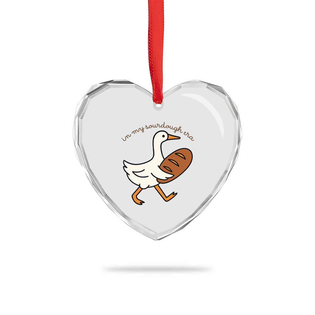 In My Sourdough Era Heart Crystal Glass Ornament Funny Silly Goose Sourdough - Wonder Print Shop