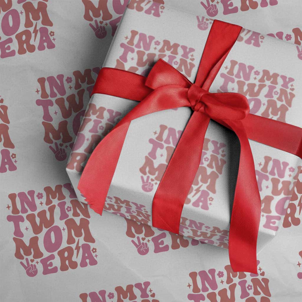 In My Twin Mom Era Wrapping Paper Roll Funny Mama Twin Pregnancy Announcement