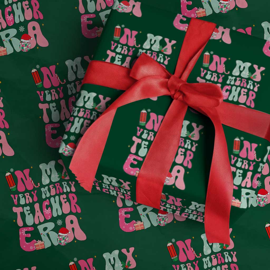 In My Very Merry Teacher Era Xmas Groovy Christmas Wrapping Paper Roll