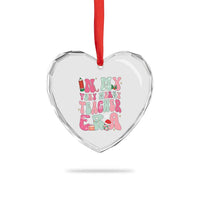 In My Very Merry Teacher Era Xmas Groovy Christmas Heart Crystal Glass Ornament - Wonder Print Shop