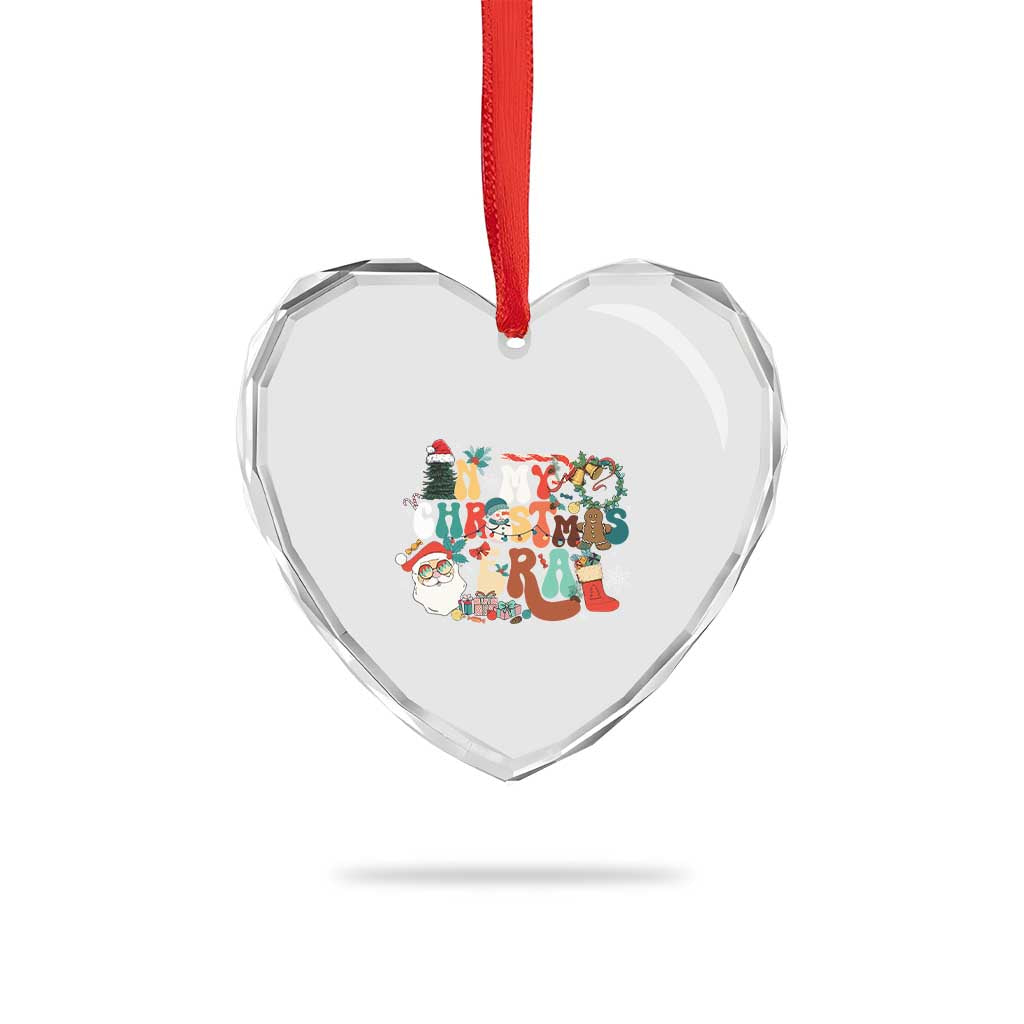 In My Xmas Era Retro Groovy Heart Crystal Glass Ornament - Wonder Print Shop