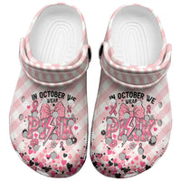 In October We Wear Pink Clogs Shoes Pink Pretty Bow Pastel Gingham - Wonder Print Shop