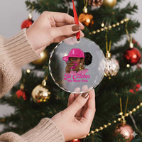 In October We Wear Pink Crystal Glass Ornament Black Women Breast Cancer Awareness TS11