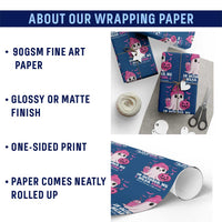 In October We Wear Pink Ghost Wrapping Paper Roll Halloween Breast Cancer Pink Ribbon Pumpkin - Wonder Print Shop
