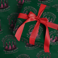 In October We Wear Pink Witches Wrapping Paper Roll Spooky Breast Cancer Witch Halloween Pink Ribbon - Wonder Print Shop