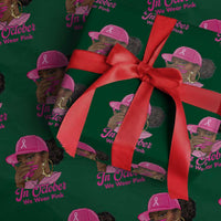 In October We Wear Pink Wrapping Paper Roll Black Women Breast Cancer Awareness - Wonder Print Shop
