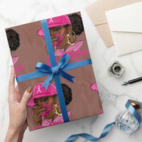 In October We Wear Pink Wrapping Paper Roll Black Women Breast Cancer Awareness - Wonder Print Shop