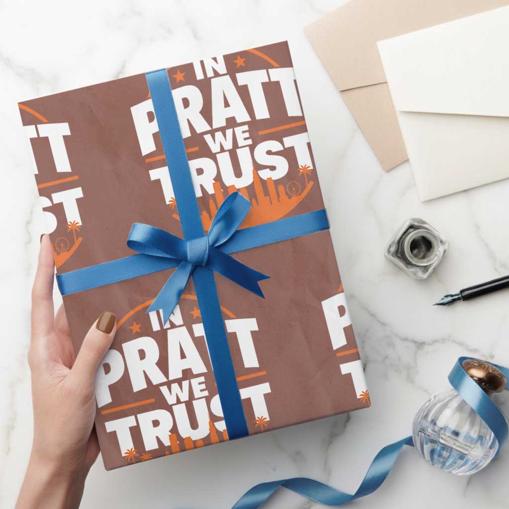 In Pratt We Trust Los Angeles Skyline Graphic Wrapping Paper Roll Patriotic LA City California Pride Local Leadership
