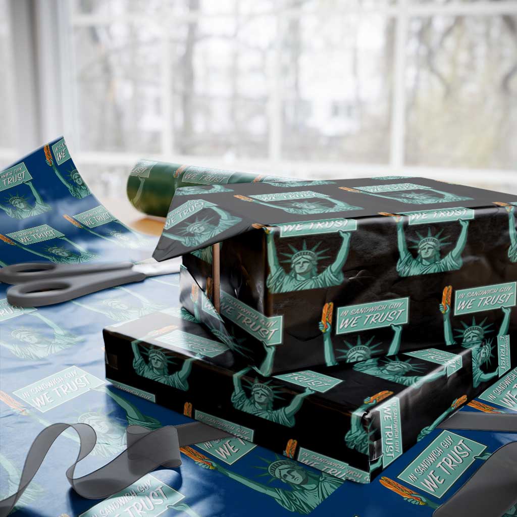 In Sandwich Guy We Trust Wrapping Paper Roll Funny Liberty with Baguette Parody Graphic Political Satire - Wonder Print Shop