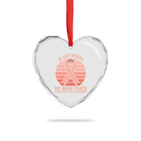 In September We Wear Peach Heart Crystal Glass Ornament Endometrial Cancer Awareness Support