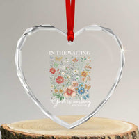 In The Waiting God Is Working Heart Crystal Glass Ornament Religious Christian Bible Verse Flower - Wonder Print Shop