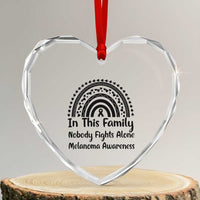 In This Family Nobody Fights Alone Heart Crystal Glass Ornament Melanoma Warrior Support