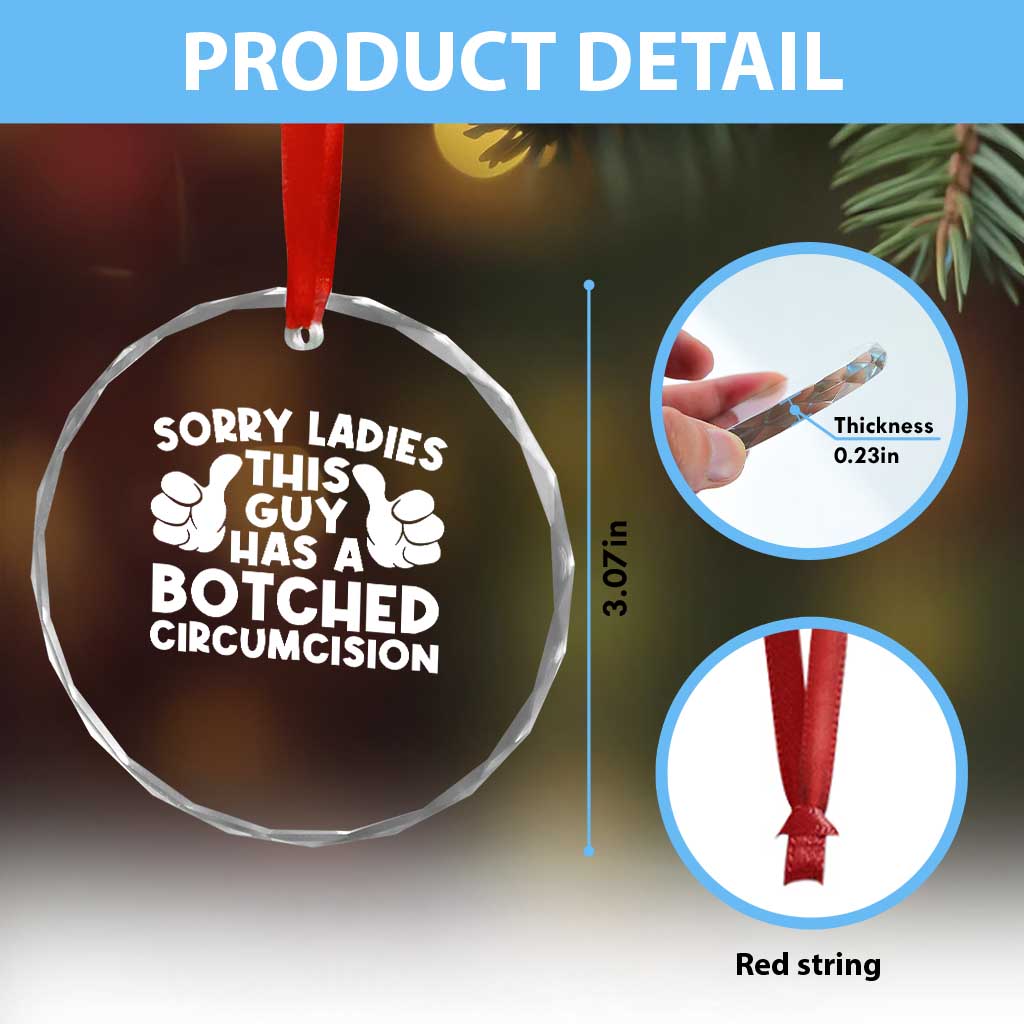 Inappropriate Adult Crystal Glass Ornament This Guy Botched Funny Cringe Offensive Humor Men