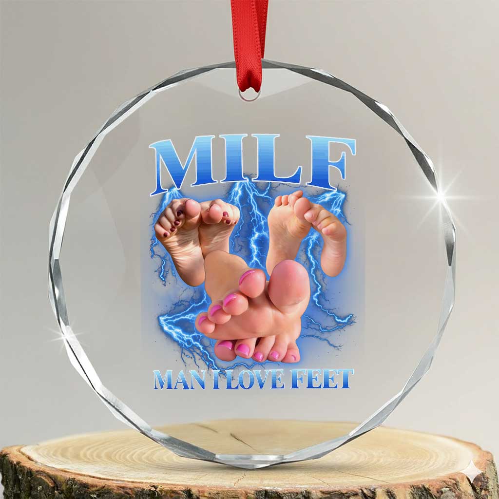 Inappropriate Adult Crystal Glass Ornament Vintage Bootleg MILF Man I Love Feet