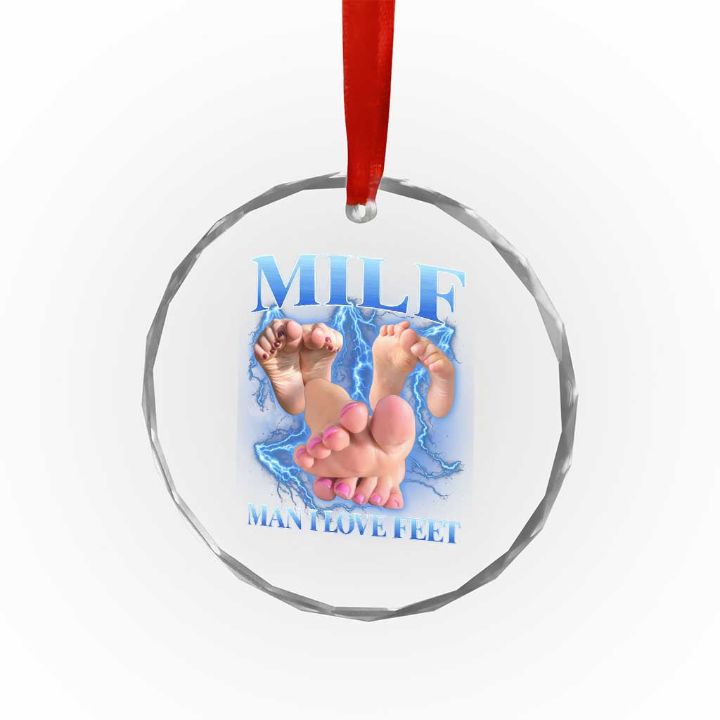 Inappropriate Adult Crystal Glass Ornament Vintage Bootleg MILF Man I Love Feet