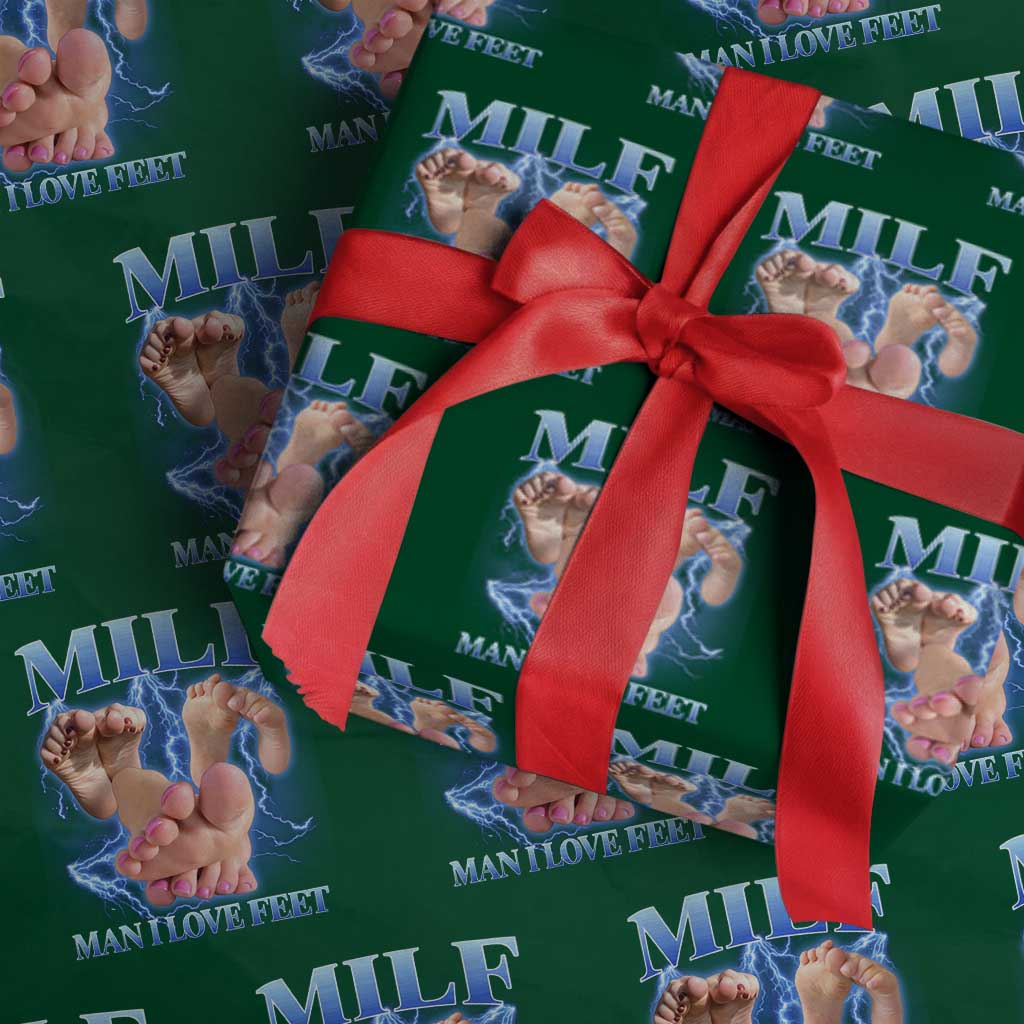 Inappropriate Adult Wrapping Paper Roll Vintage Bootleg MILF Man I Love Feet