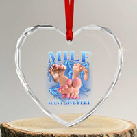 Inappropriate Adult Heart Crystal Glass Ornament Vintage Bootleg MILF Man I Love Feet