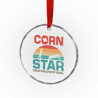 Inappropriate Cornhole Crystal Glass Ornament Retro Funny Adult Humor Cornstar Your Hole Is My Goal