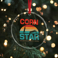 Inappropriate Cornhole Crystal Glass Ornament Retro Funny Adult Humor Cornstar Your Hole Is My Goal