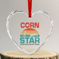 Inappropriate Cornhole Heart Crystal Glass Ornament Retro Funny Adult Humor Cornstar Your Hole Is My Goal