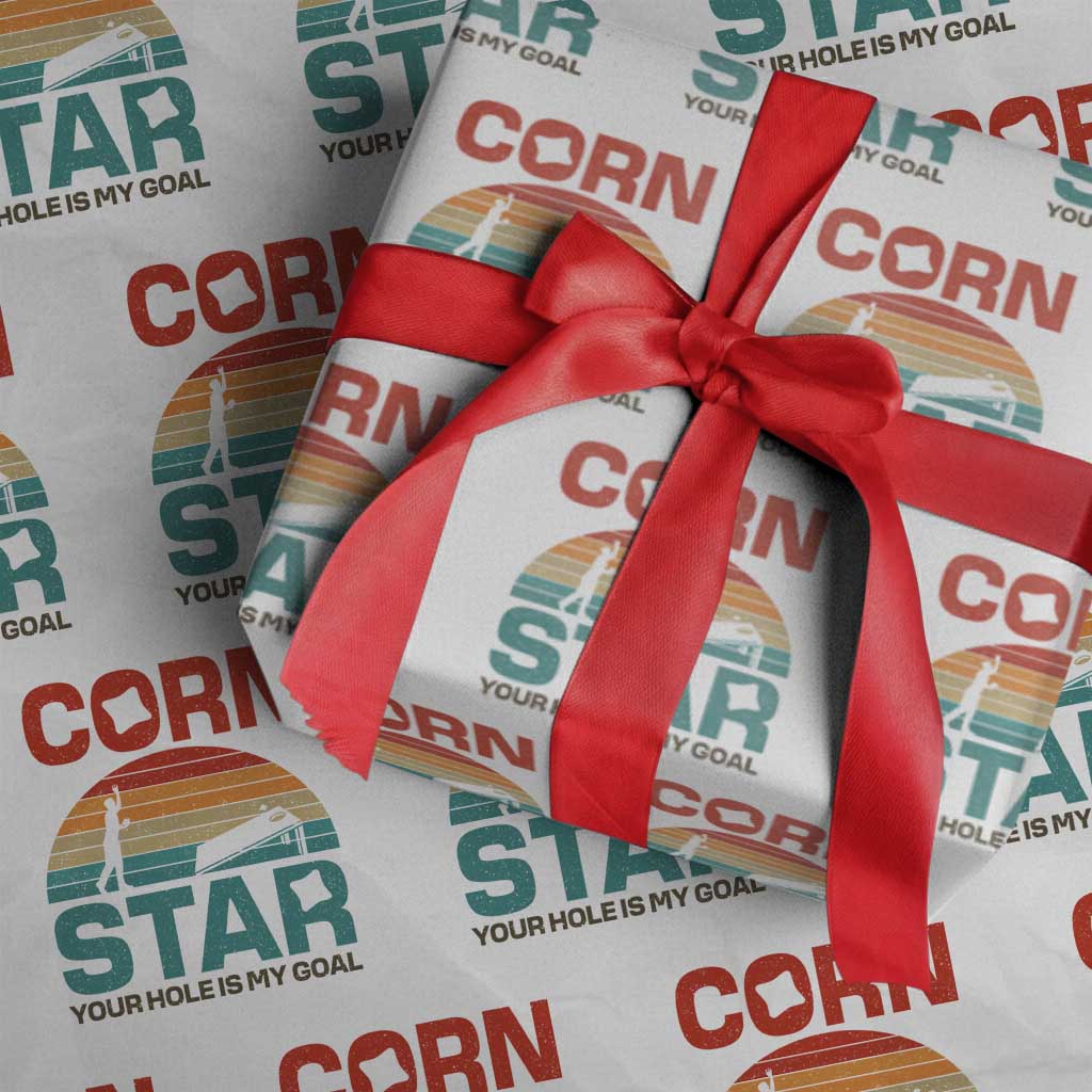 Inappropriate Cornhole Wrapping Paper Roll Retro Funny Adult Humor Cornstar Your Hole Is My Goal