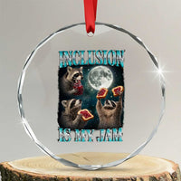 Inclusion Is My Jam Crystal Glass Ornament Raccoon Meme Neurodiversity SPED Teacher Gift