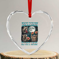 Inclusion Is My Jam Heart Crystal Glass Ornament Raccoon Meme Neurodiversity SPED Teacher Gift