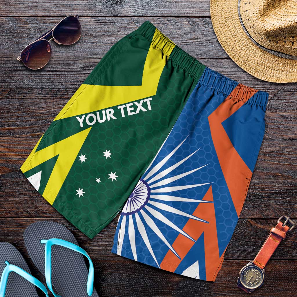 India vs Australia Personalised Shorts for Men Blue vs Gold Cricket Heritage - Wonder Print Shop
