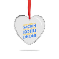 Indian Cricket Heart Crystal Glass Ornament Begin Like Sachin Live Like Kohli Finish Like Dhoni