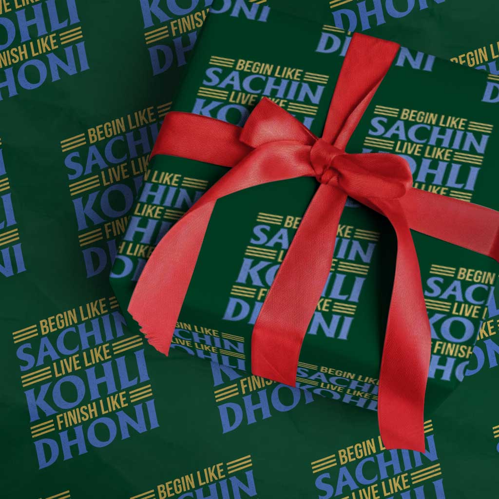 Indian Cricket Wrapping Paper Roll Begin Like Sachin Live Like Kohli Finish Like Dhoni