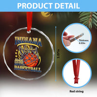 Indiana Basketball Flames Graphic Crystal Glass Ornament Vintage 1967 Fan Indy Hoops Pride