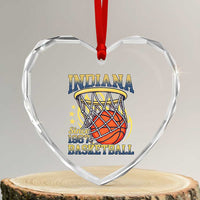 Indiana Basketball Flames Graphic Heart Crystal Glass Ornament Vintage 1967 Fan Indy Hoops Pride