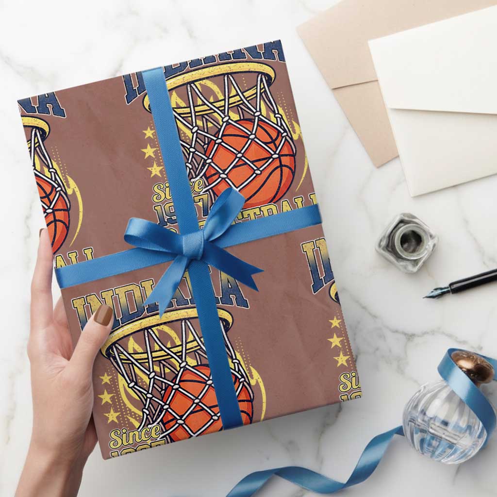 Indiana Basketball Flames Graphic Wrapping Paper Roll Vintage 1967 Fan Indy Hoops Pride