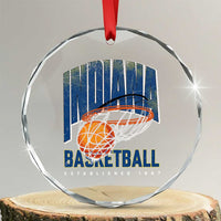 Indiana Basketball Throwback Crystal Glass Ornament Retro Hoop Graphic for IN Fans Since 1967