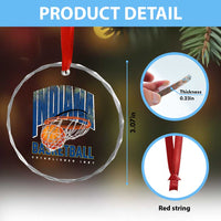 Indiana Basketball Throwback Crystal Glass Ornament Retro Hoop Graphic for IN Fans Since 1967