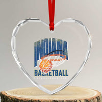 Indiana Basketball Throwback Heart Crystal Glass Ornament Retro Hoop Graphic for IN Fans Since 1967
