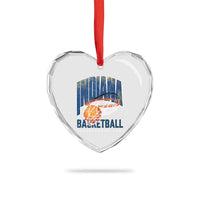 Indiana Basketball Throwback Heart Crystal Glass Ornament Retro Hoop Graphic for IN Fans Since 1967