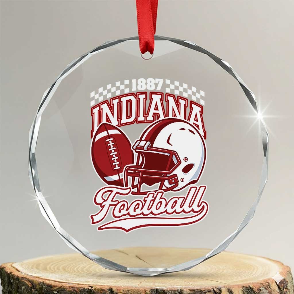 Indiana Pride Football Lover Crystal Glass Ornament Retro IN for Sport Fans