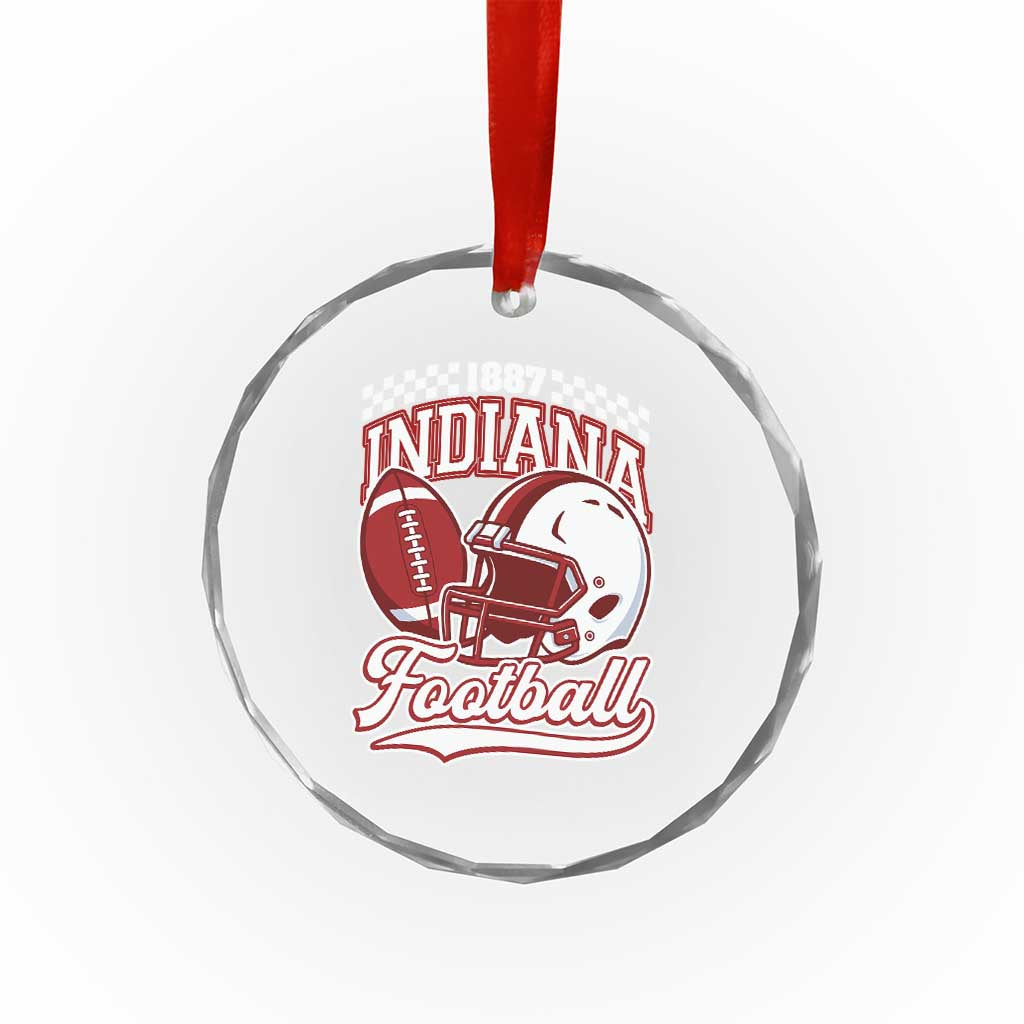 Indiana Pride Football Lover Crystal Glass Ornament Retro IN for Sport Fans