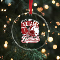 Indiana Pride Football Lover Crystal Glass Ornament Retro IN for Sport Fans