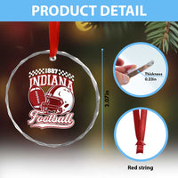 Indiana Pride Football Lover Crystal Glass Ornament Retro IN for Sport Fans